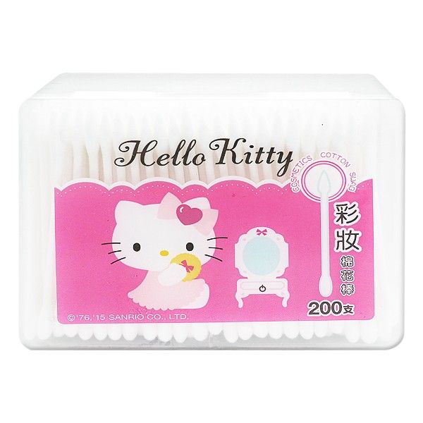 Hello Kitty~彩妝塑軸棉花棒200支(盒) Hello Kitty~彩妝塑軸棉花棒200支(盒)