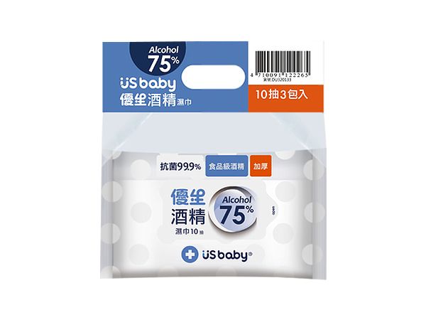 US BABY 優生~酒精濕巾(10抽x3包入)超厚型 US BABY 優生~酒精濕巾(10抽x3包入)超厚型