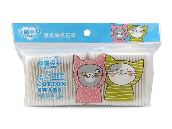 適膚克林~粗紙軸棉花棒400支(opp袋) 適膚克林~粗紙軸棉花棒400支(opp袋)