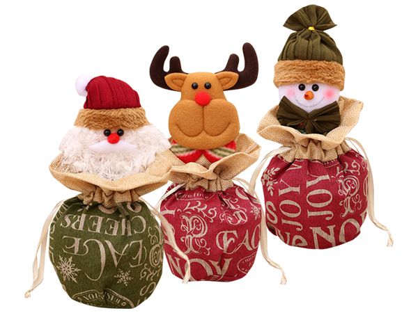 聖誕節麻布收口蘋果禮物袋(1入) 款式可選 聖誕節麻布收口蘋果禮物袋(1入) 款式可選