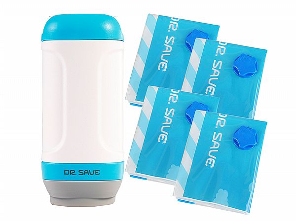 摩肯~DR.SAVE藍白真空機含2大2小壓縮袋(電池款)1入 摩肯~DR.SAVE藍白真空機含2大2小壓縮袋(電池款)1入