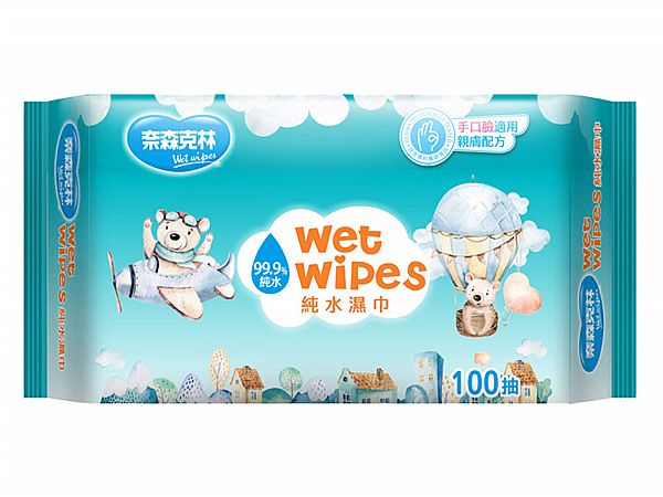 奈森克林~純水濕巾100抽 飛機熊(手口臉適用) 奈森克林~純水濕巾100抽 飛機熊(手口臉適用)