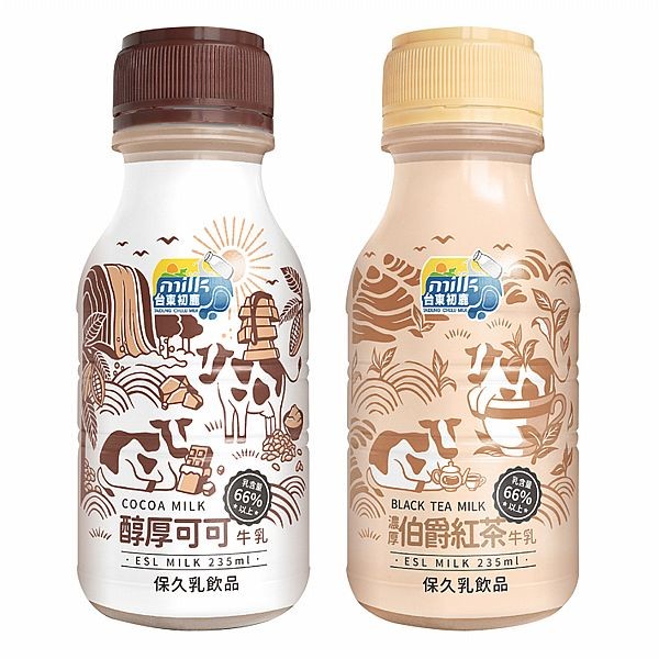 台東初鹿~醇厚可可／濃厚伯爵紅茶 牛乳(單瓶)235ml 款式可選 保久乳飲品