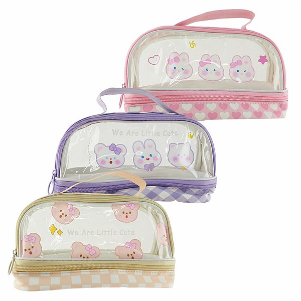 可愛日系雙層大容量透明筆袋(1入) 款式可選 可愛日系雙層大容量透明筆袋(1入) 款式可選