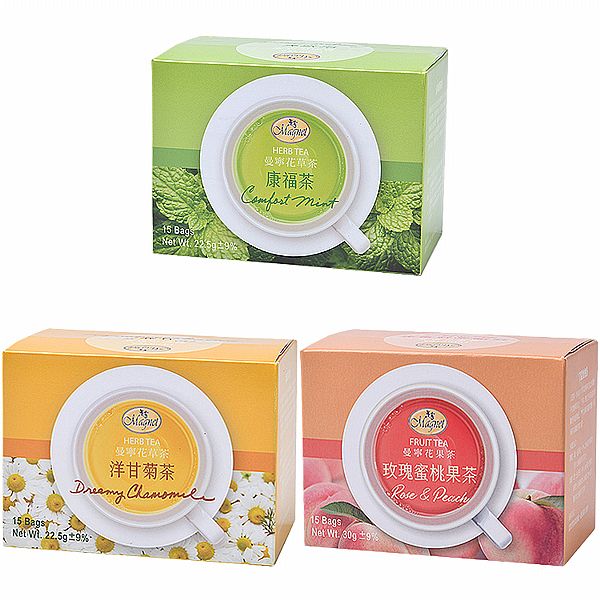 Magnet 曼寧~康福茶/洋甘菊茶/玫瑰蜜桃果茶(15包入/盒) 茶包 款式可選 Magnet 曼寧~康福茶/洋甘菊茶/玫瑰蜜桃果茶(15包入/盒) 茶包 款式可選