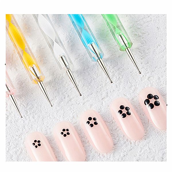 美甲螺旋紋桿雙頭點珠筆(5支入) 美甲螺旋紋桿雙頭點珠筆(5支入)