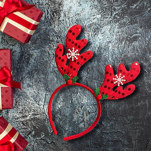 耶誕造型髮箍(鹿角雪花紅色)1入 耶誕造型髮箍(鹿角雪花紅色)1入