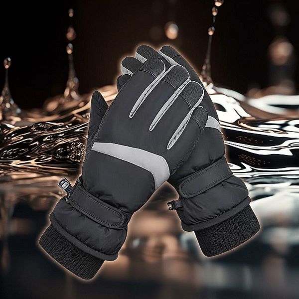 AMICA~HX208#秋冬保暖棉可調腕帶羅紋加絨手套(黑灰色)1雙入 AMICA~HX208#秋冬保暖棉可調腕帶羅紋加絨手套(黑灰色)1雙入