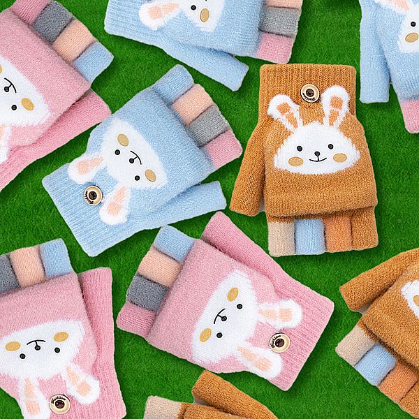 AMICA~A115#童趣兔兔可掀翻露指兒童手套(1雙入) 款式可選 AMICA~A115#童趣兔兔可掀翻露指兒童手套(1雙入) 款式可選