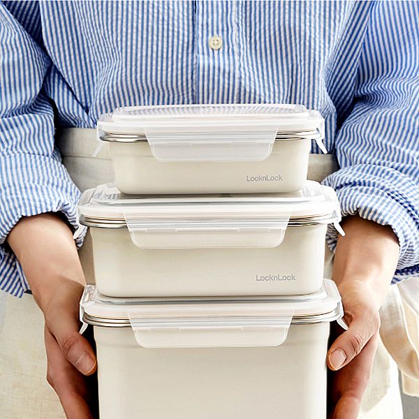LOCK & LOCK 樂扣樂扣~可微波輕漾粉彩不鏽鋼保鮮盒(白)600ml(1入) LOCK & LOCK 樂扣樂扣~可微波輕漾粉彩不鏽鋼保鮮盒(白)600ml(1入)