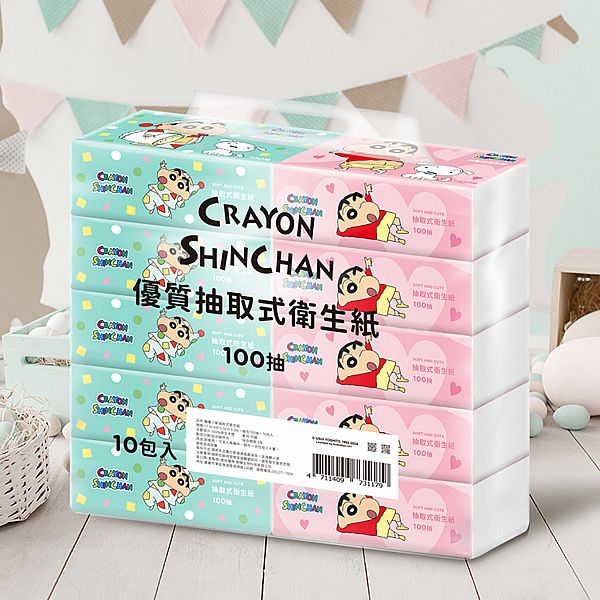 蠟筆小新~抽取式衛生紙(100抽x10包入) 蠟筆小新~抽取式衛生紙(100抽x10包入)