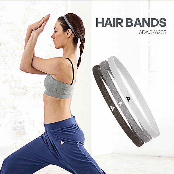 Adidas 愛迪達~止滑運動髮帶組(曜石黑/象牙白/冷冽灰)1組入 Adidas 愛迪達~止滑運動髮帶組(曜石黑/象牙白/冷冽灰)1組入