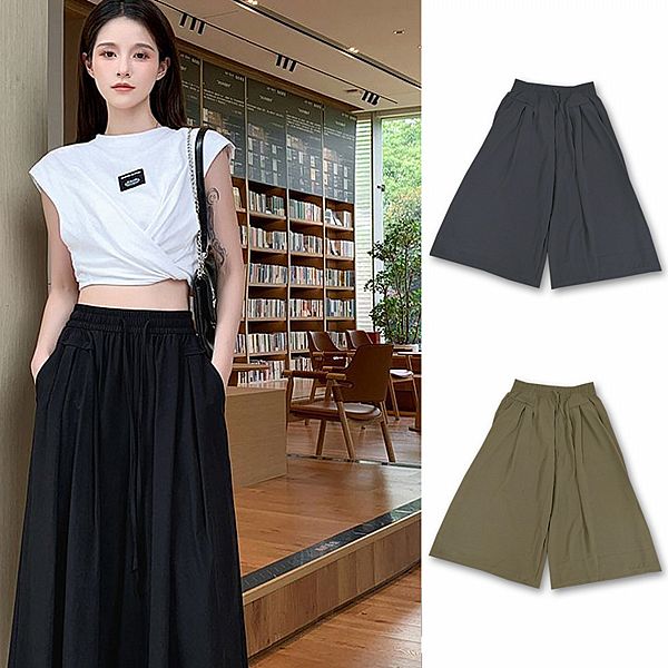 AMICA~0952#冰絲抽繩闊腿褲裙(1件入) 款式可選 AMICA~0952#冰絲抽繩闊腿褲裙(1件入) 款式可選