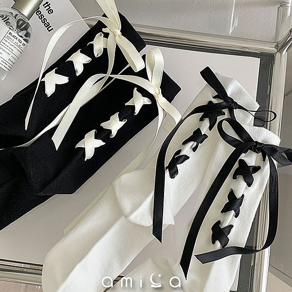 AMICA ~MR2326#後跟綁帶蝴蝶結中長襪(1雙入) 款式可選 AMICA ~MR2326#後跟綁帶蝴蝶結中長襪(1雙入) 款式可選