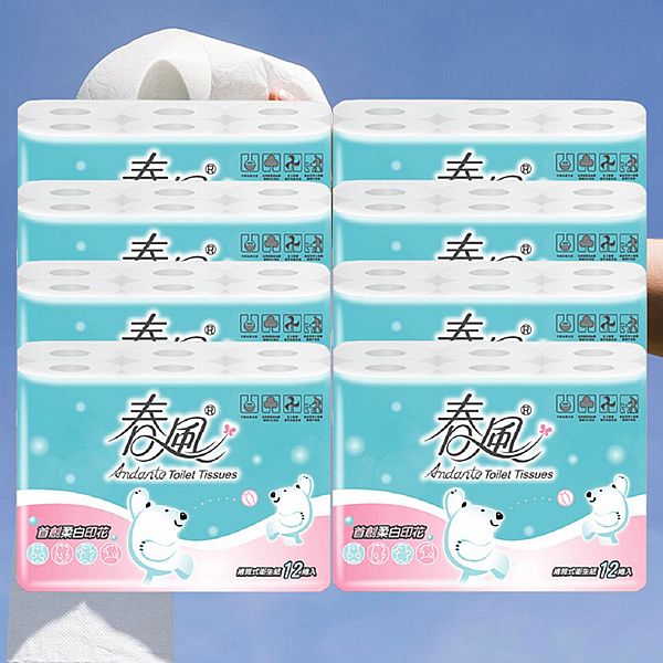 春風~極地冰紛柔白印花捲筒衛生紙(270組x12捲x8串/箱) 春風~極地冰紛柔白印花捲筒衛生紙(270組x12捲x8串/箱)