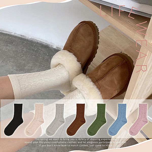 VOLA 維菈織品~柔暖麻花紋羊毛長襪(22-24cm)1雙入 款式可選 VOLA 維菈織品~柔暖麻花紋羊毛長襪(22-24cm)1雙入 款式可選