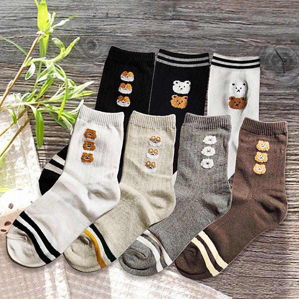 AMICA~韓國 VIVID串串動物頭/VIVI小熊毛絨條紋中筒襪(1雙入) 款式可選 AMICA~韓國 VIVID串串動物頭/VIVI小熊毛絨條紋中筒襪(1雙入) 款式可選