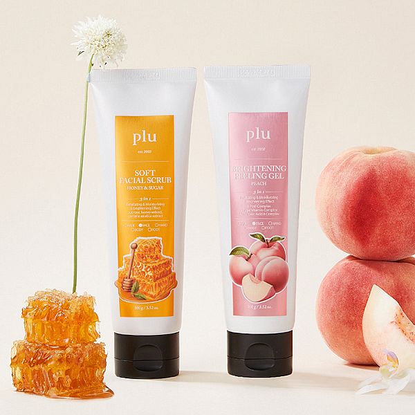 韓國 Plu~蜂蜜溫和臉部去角質磨砂膏/蜜桃亮白臉部去角質凝膠(100g) 款式可選 三合一 韓國 Plu~蜂蜜溫和臉部去角質磨砂膏/蜜桃亮白臉部去角質凝膠(100g) 款式可選 三合一