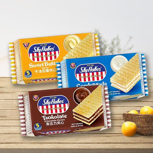 SKYLAKES 空中霸王~夾心餅乾(甜奶風味 / 朱古力風味 / 鮮奶油風味)150g 款式可選 SKYLAKES 空中霸王~夾心餅乾(甜奶風味 / 朱古力風味 / 鮮奶油風味)150g 款式可選