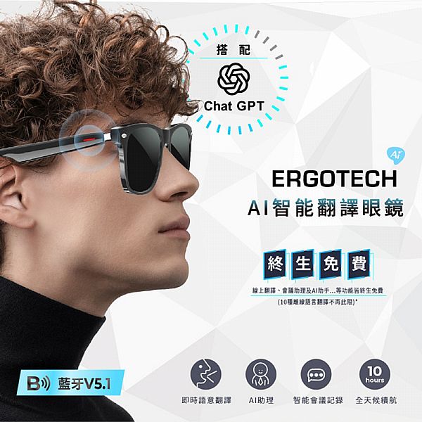 ERGOLINK~BW60AI藍芽翻譯智能眼鏡(1入) ERGOLINK~BW60AI藍芽翻譯智能眼鏡(1入)