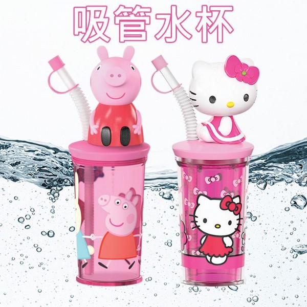 Peppa Pig/Hello Kitty吸管水杯(附糖果20g)300ml(1入) 款式可選 款式隨機出貨 Peppa Pig/Hello Kitty吸管水杯(附糖果20g)300ml(1入) 款式可選 款式隨機出貨