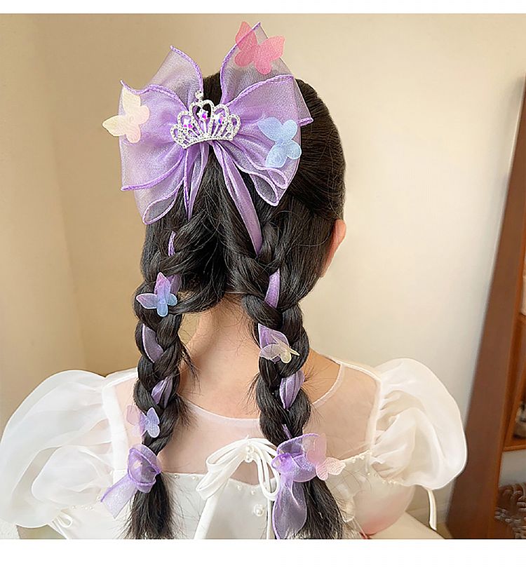 蝴蝶結 髮飾 網紗 髮飾 韓式 紫