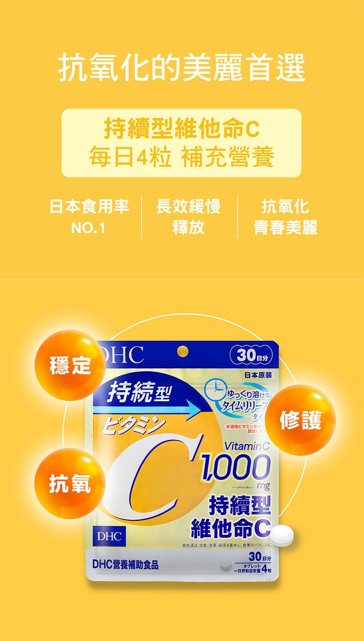 DHC 持續型 維他命C 抗氧化 DHC 抗氧化