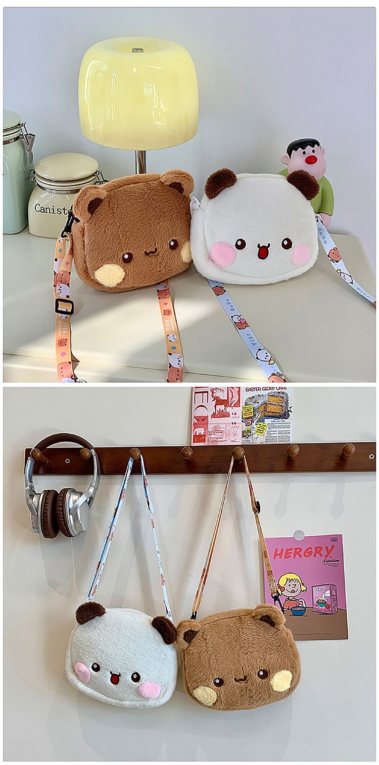 毛絨 小熊 攜帶 毛絨 零錢包 毛絨