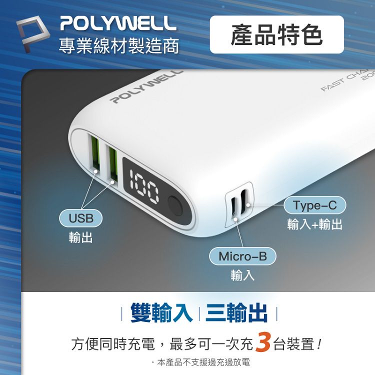 快充 行動電源 快充 Polywell LED Polywell