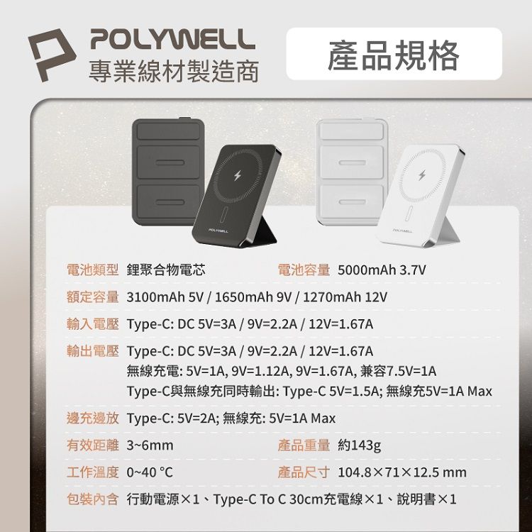 20251111142444415_750_0_80.jpg 磁吸 行動電源 LED Polywell 磁吸 無線充