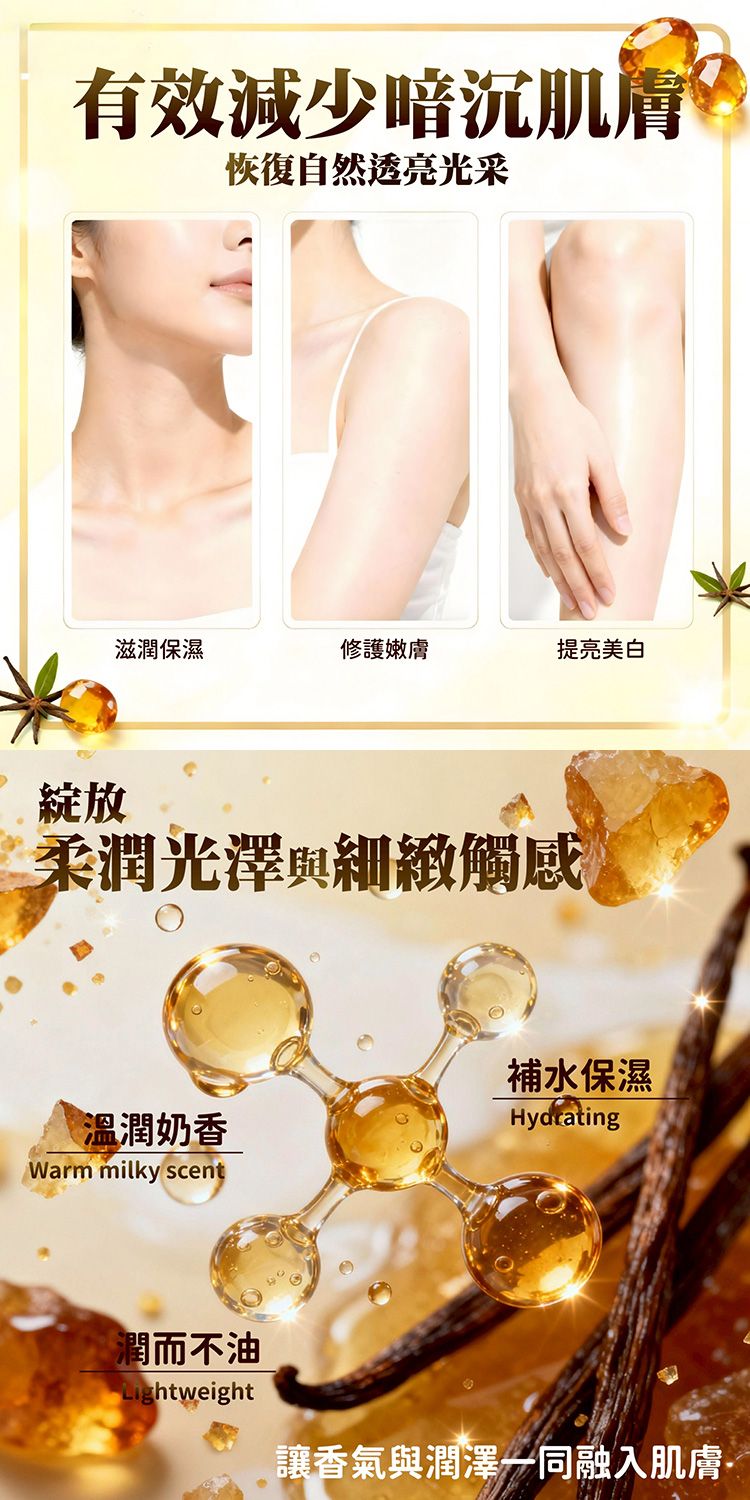 琥珀 香草 身體乳 柔嫩