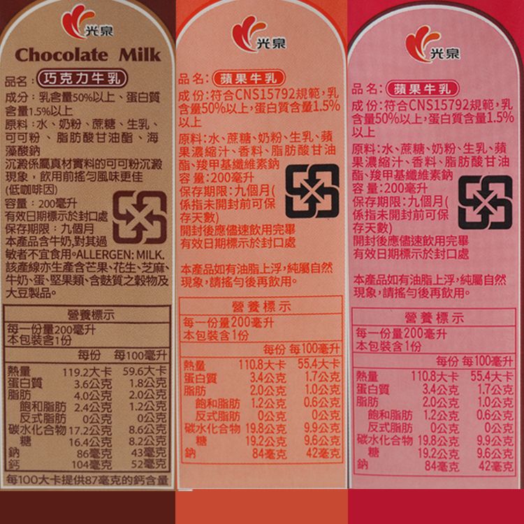 蘋果 果汁 光泉 高鈣 高鈣 牛奶