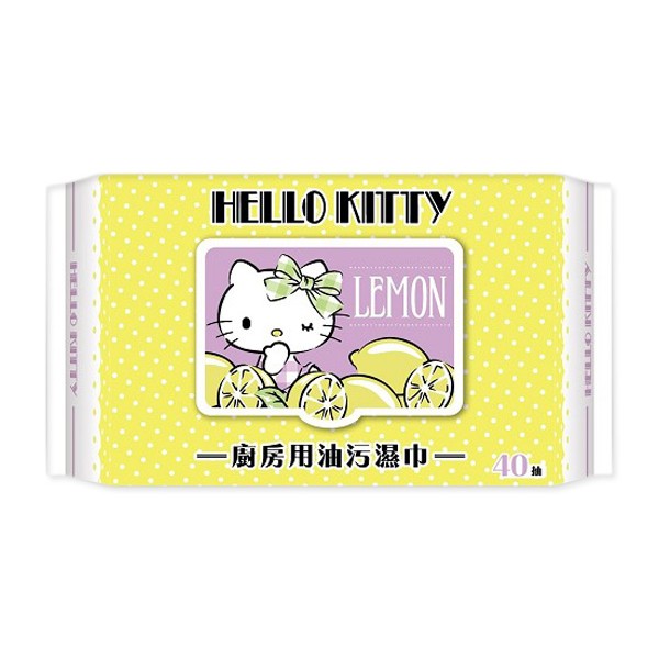Hello Kitty~廚房用去油污濕巾(加蓋40抽)  三麗鷗授權