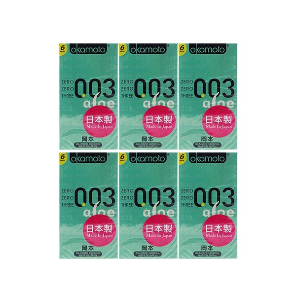 日本 okamoto 岡本~003衛生套(蘆薈精華)6入x6盒 組合款  保險套
