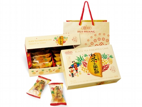 惠香~臺灣造型日月潭紅茶土鳳梨酥禮盒350g(10入)附提袋