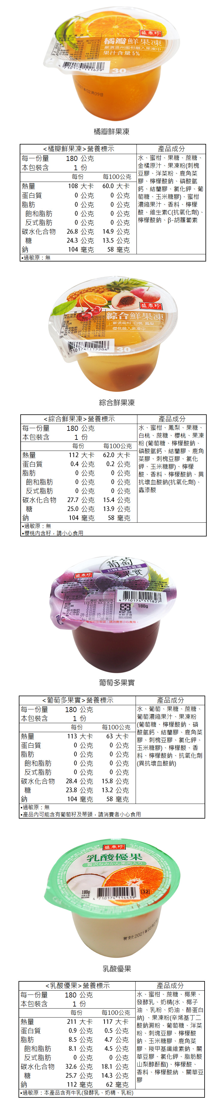盛香珍 果凍 葡萄 果凍 乳酸 果凍