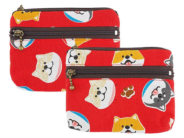 柴犬雙拉鍊零錢包(1入)  款式隨機出貨