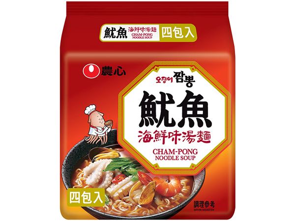 韓國 農心~ 魷魚海鮮味湯麵 4入(整袋裝) 炒瑪麵