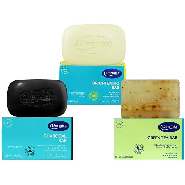 美國 Dermisa~超級嫩白皂／竹炭控油皂／綠茶淨膚皂(85g) 款式可選