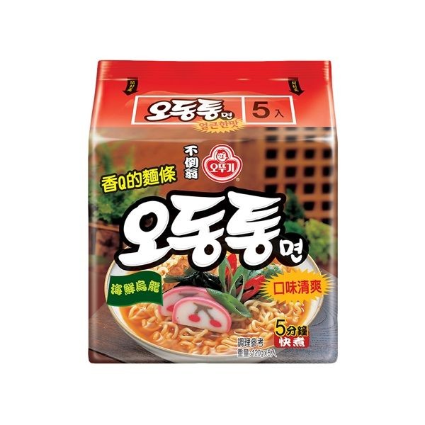 韓國不倒翁~海鮮風味烏龍拉麵(120gx5包)整袋裝 泡麵／進口／團購