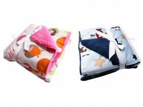 Mini Love~羊羔絨抱毯(1件入) 粉紅動物／粉藍飛機 兩款可選 冷氣毯/保暖毯