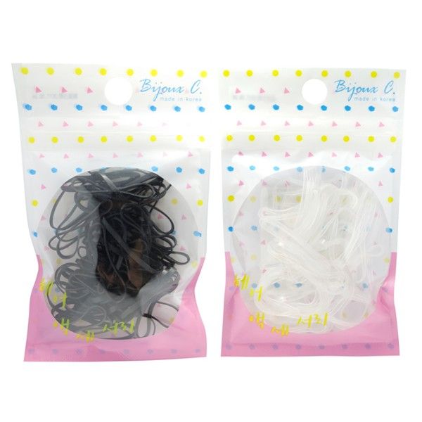 Bijoux C~G50050-韓製超彈力橡皮圈(60入) 黑／透明 兩款可選 髮飾