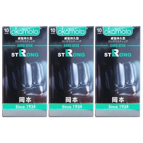 日本 okamoto 岡本~衛生套(STRONG威猛持久型)10入 x3盒保險套 組合款  保險套