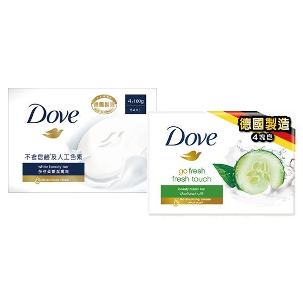 Dove 多芬~滋養柔嫩潔膚塊／清爽水嫩潔膚塊(90gx4入) 兩款可選 香皂