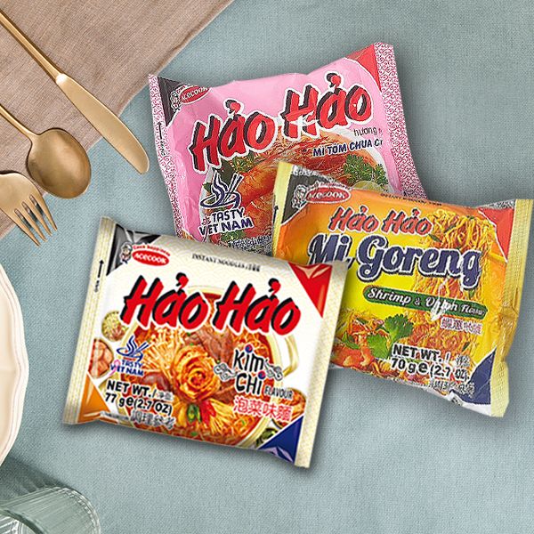 越南 HaoHao~酸辣蝦味麵／蝦蔥味炒麵 / 韓式泡菜風味麵(1包入) 款式可選