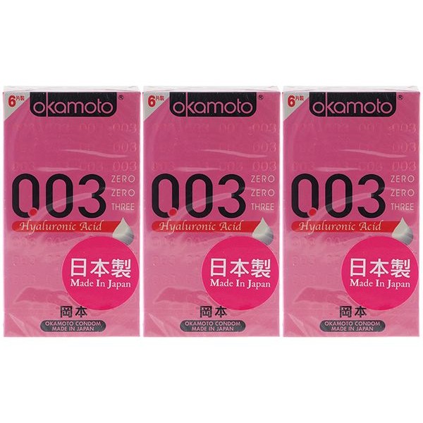 日本 okamoto 岡本~003衛生套(HA玻尿酸)6入x3盒 組合款  保險套