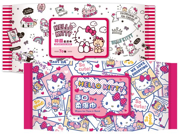 Hello Kitty~抑菌柔濕巾／手口柔濕巾(加蓋70抽) 款式可選  三麗鷗授權