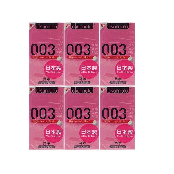 日本 okamoto 岡本~003衛生套(HA玻尿酸)6入x6盒 組合款  保險套