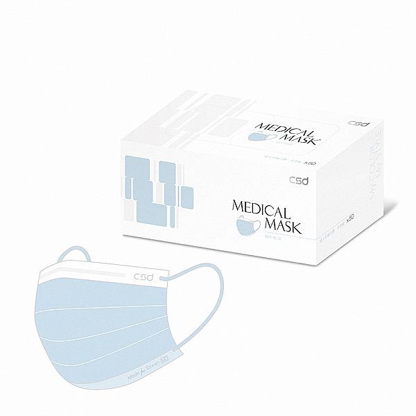 CSD 中衛~素色醫療口罩-天空藍(50入／盒) MD雙鋼印