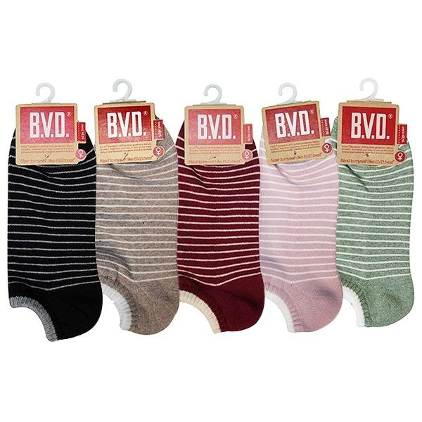 B.V.D.~條紋毛巾底女踝襪B208(1雙入) 款式可選